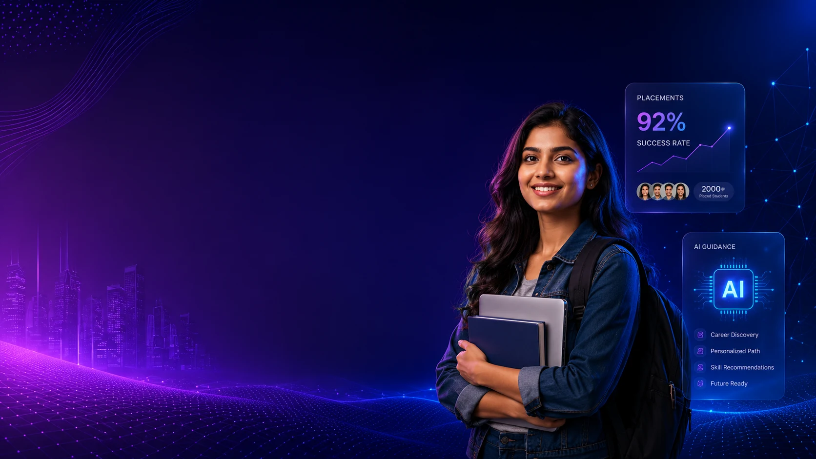 Indian student with AI career guidance dashboard