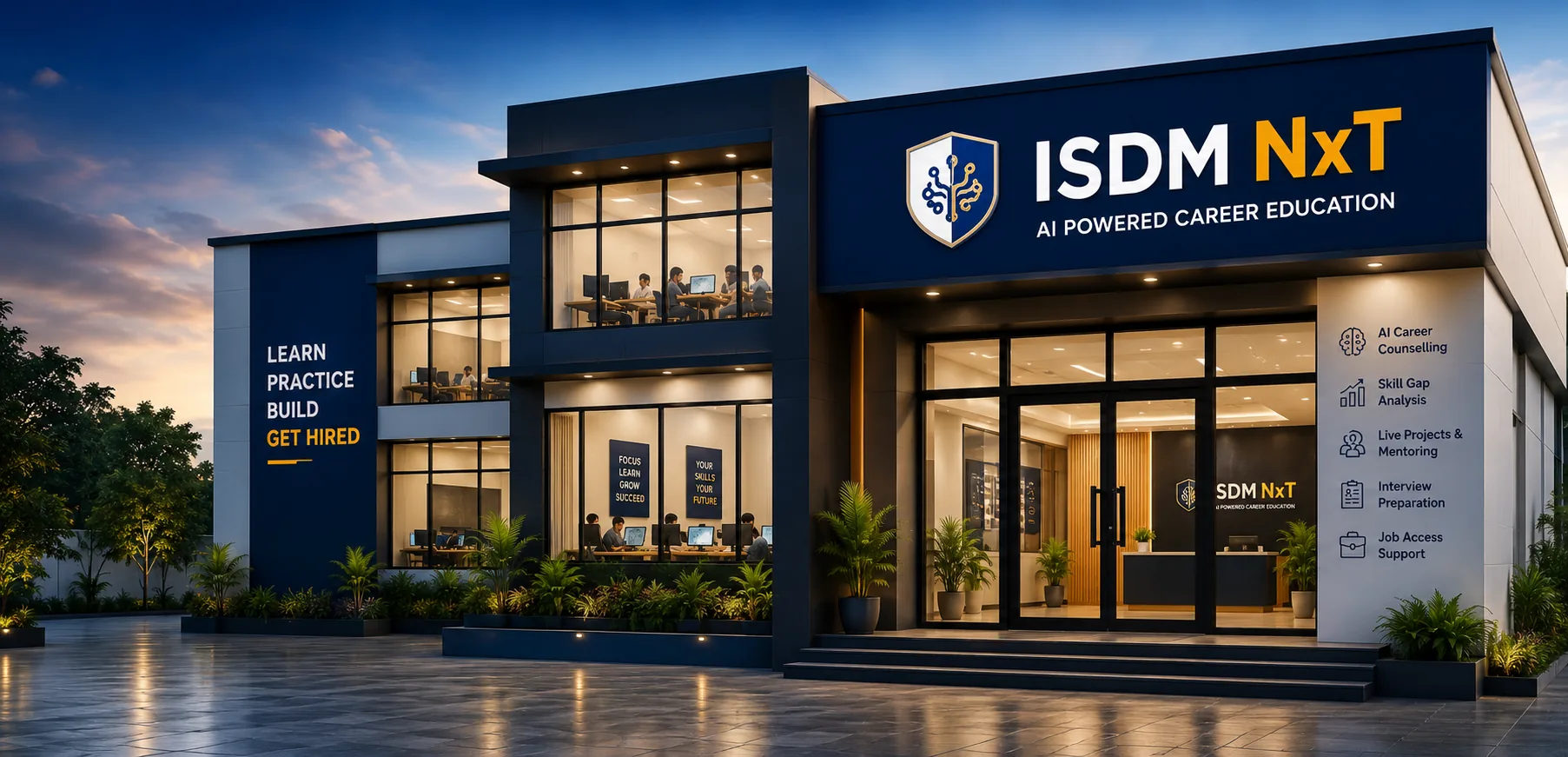 Modern ISDM NxT AI Powered Computer Institute Franchise building